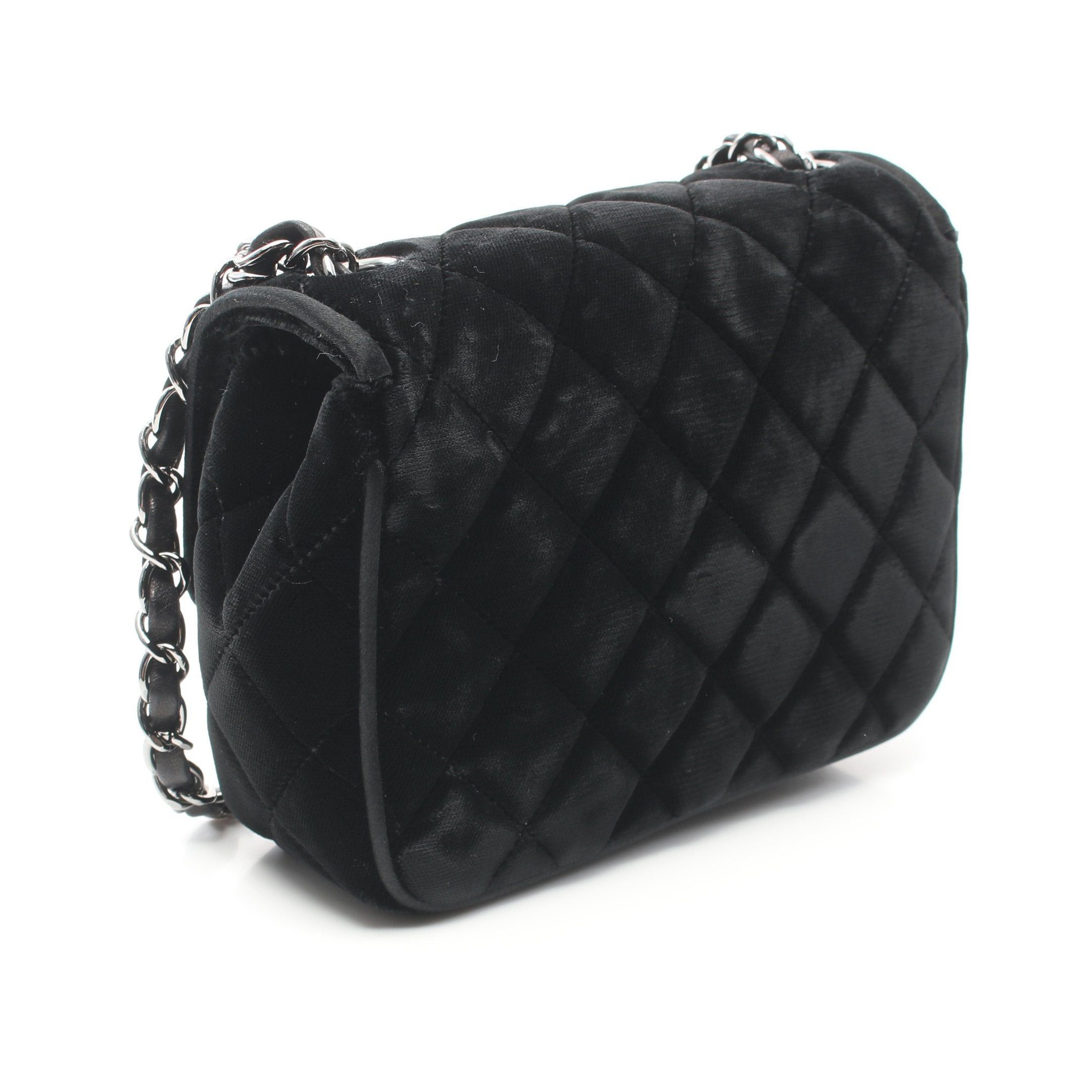 Chanel Chanel Mini Matelasse Chain Shoulder Bag Velor Leather Black Silver Hardware Size ONE SIZE - 2 Thumbnail