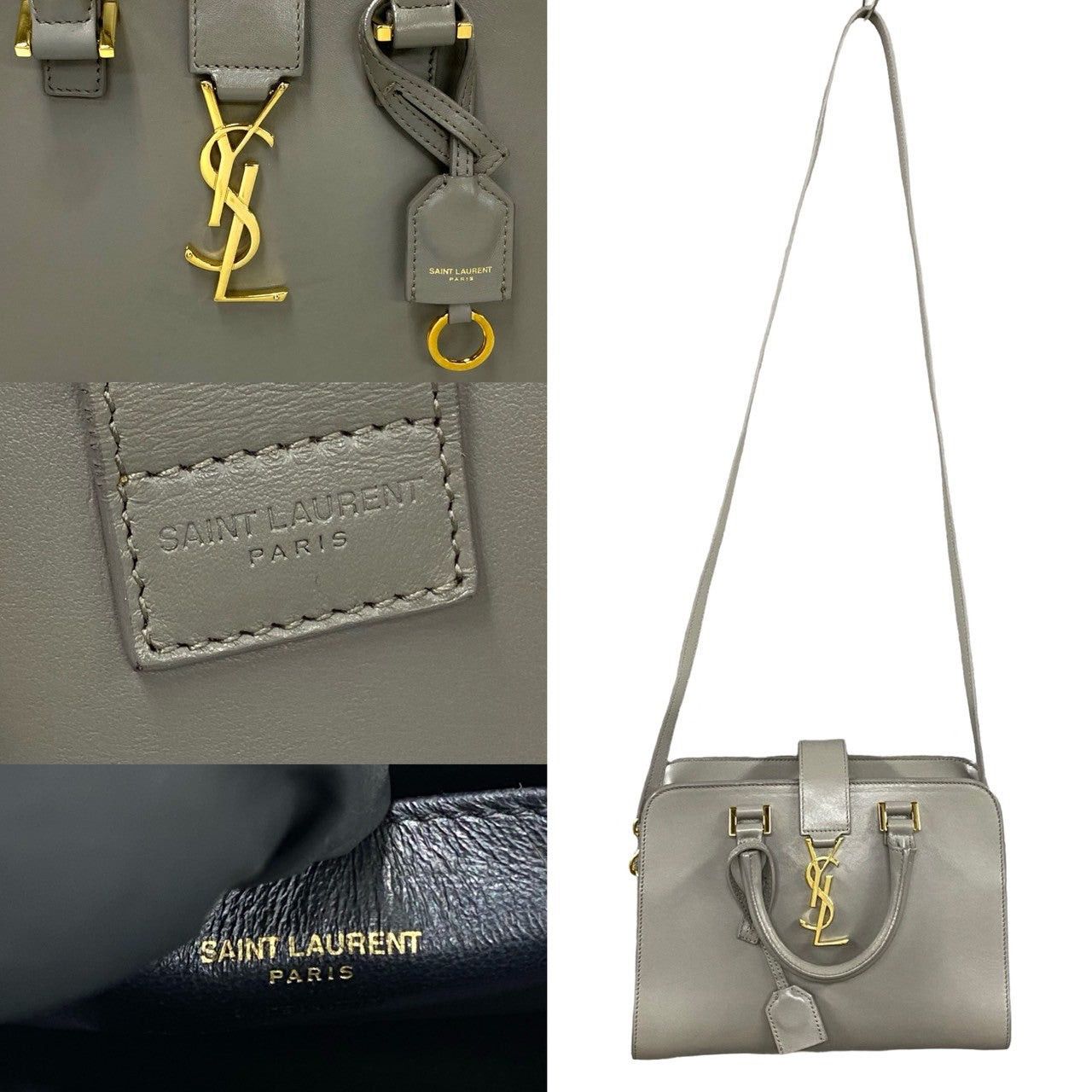 Yves Saint Laurent Yves Saint Laurent Shoulder Bag Grey Leather Size ONE SIZE - 3 Thumbnail
