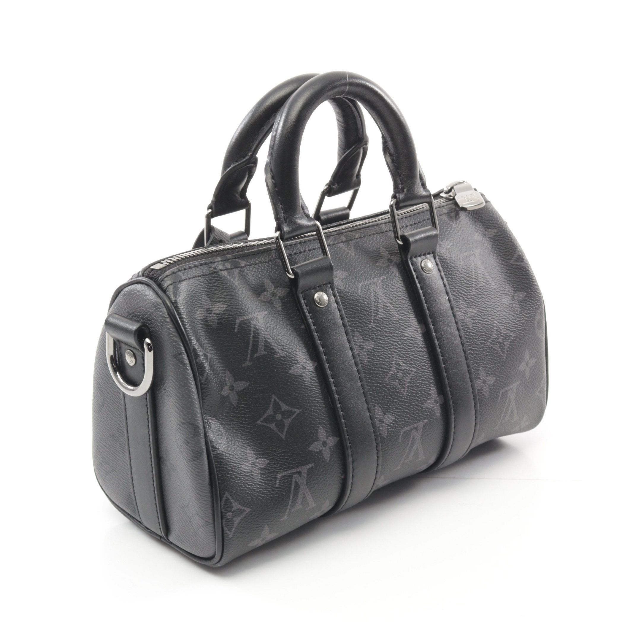 Louis Vuitton Louis Vuitton Keepall 25 Monogram Eclipse Handbag Leather Black Gray Size ONE SIZE - 2 Thumbnail