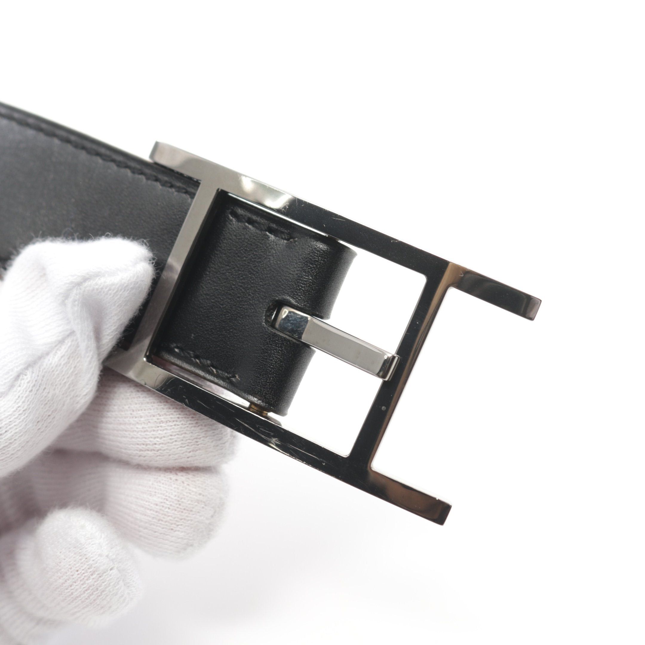 Hermes Hermes Easy Noir Natural Belt Box Calf Veau Barenia Black Light Brown Silver Hardware Reversible □G Stamp Size ONE SIZE - 7 Thumbnail