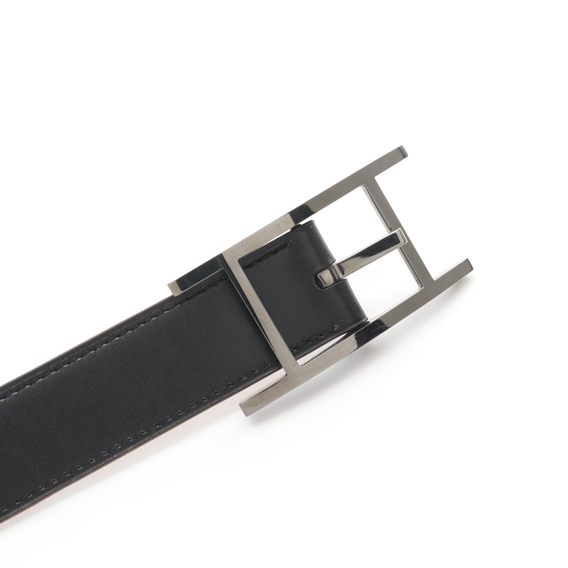 Hermes Hermes Easy Noir Natural Belt Box Calf Veau Barenia Black Light Brown Silver Hardware Reversible □G Stamp Size ONE SIZE - 2 Thumbnail