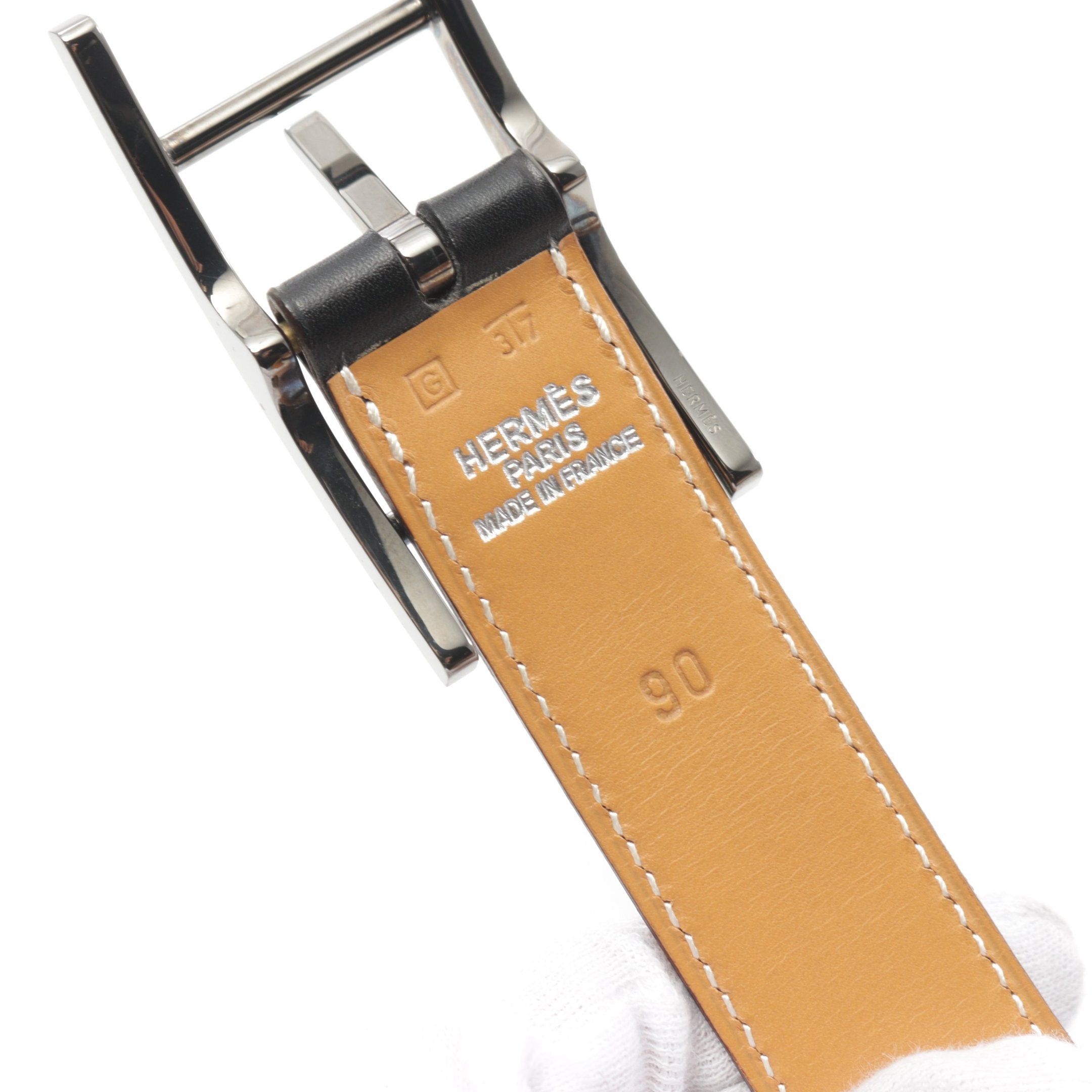 Hermes Hermes Easy Noir Natural Belt Box Calf Veau Barenia Black Light Brown Silver Hardware Reversible □G Stamp Size ONE SIZE - 4 Thumbnail
