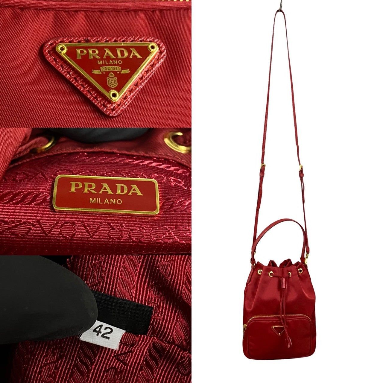 Prada Prada Shoulder Bag Red Leather Size ONE SIZE - 3 Thumbnail