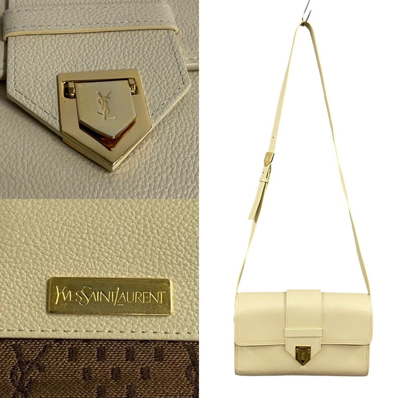 Yves Saint Laurent Yves Saint Laurent Shoulder Bag White Leather Size ONE SIZE - 3 Thumbnail