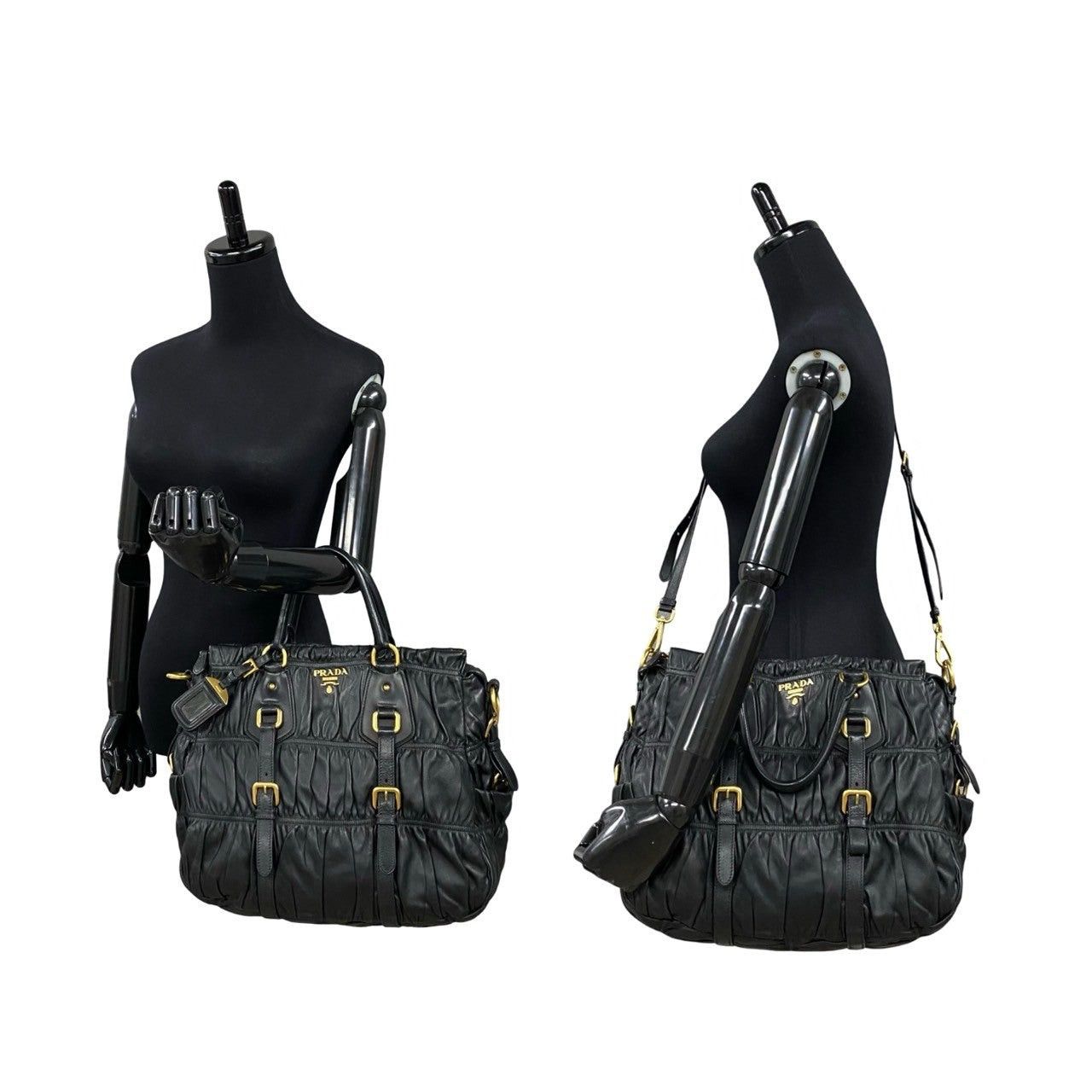 Prada Prada Shoulder Bag Black Leather Size ONE SIZE - 2 Thumbnail
