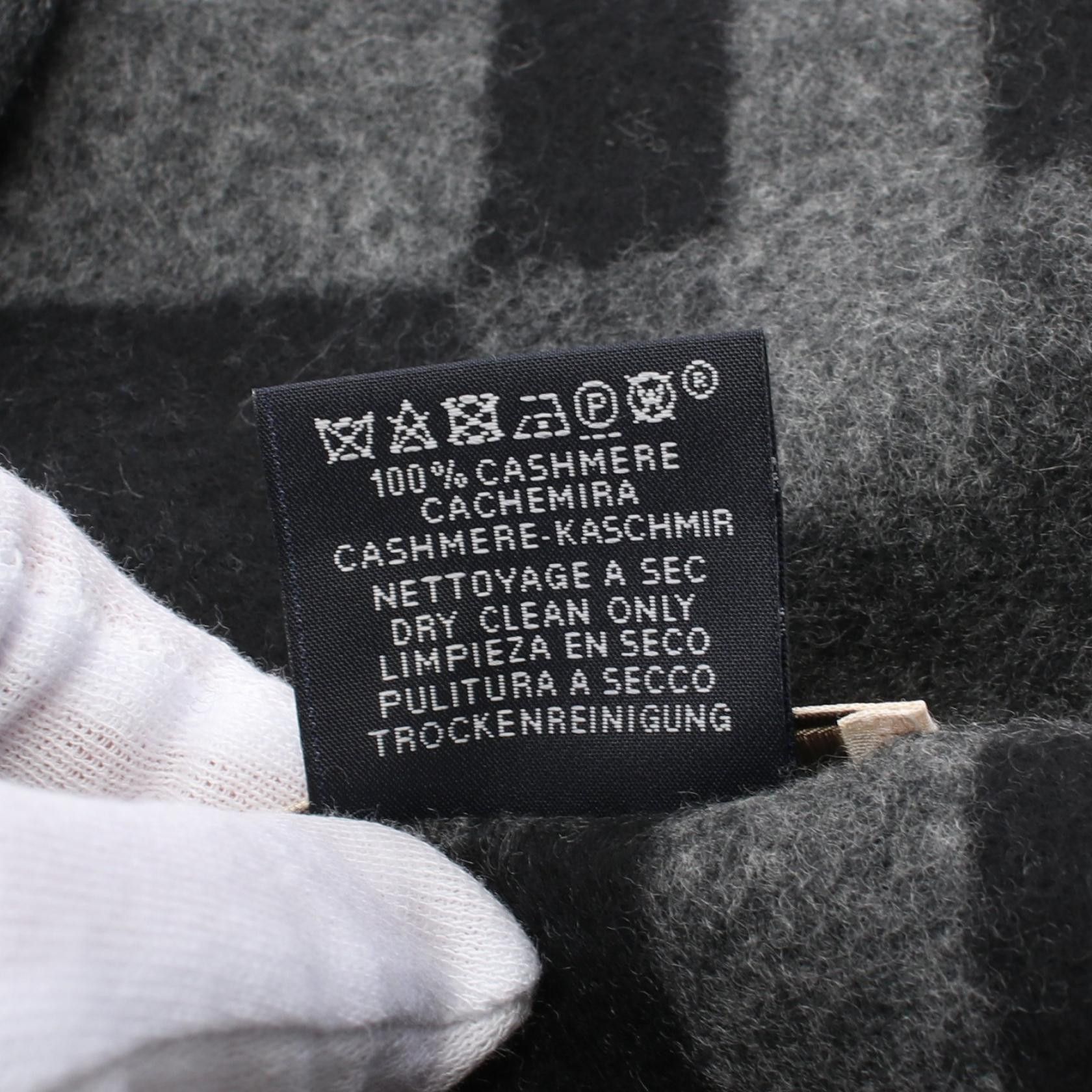 Hermes Hermes H Passant Scarf Cashmere Black Gray Size ONE SIZE - 3 Thumbnail