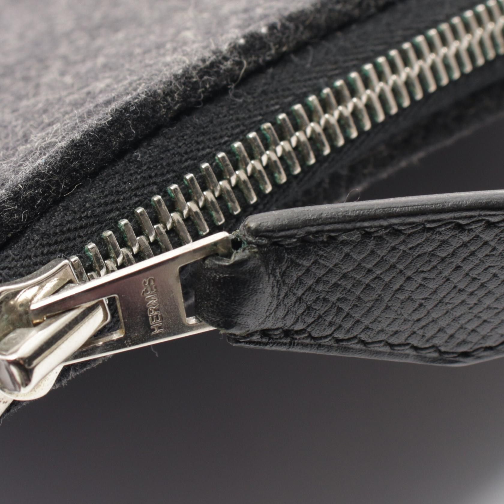 Hermes Hermes Toudou 37 Clutch Bag Feutre Veau Epsom Gray Black Silver Hardware X Stamp Size ONE SIZE - 7 Thumbnail