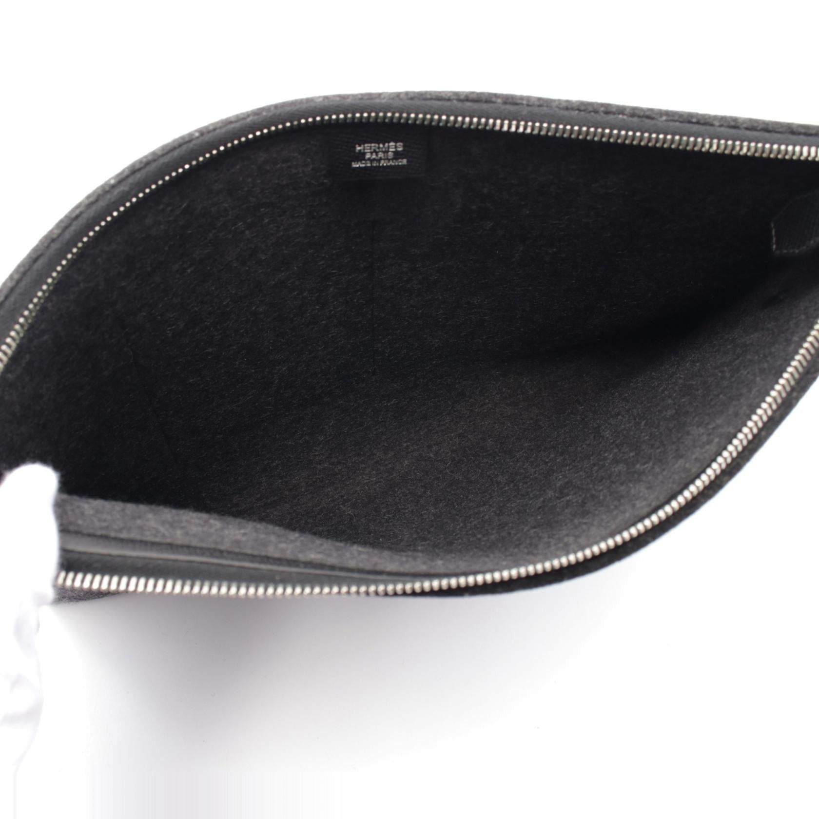 Hermes Hermes Toudou 37 Clutch Bag Feutre Veau Epsom Gray Black Silver Hardware X Stamp Size ONE SIZE - 3 Thumbnail