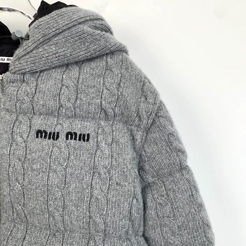 Miu Miu MiuMiu gray logo embossed hooded jacket Size US XS / EU 42 / 0 - 3 Thumbnail