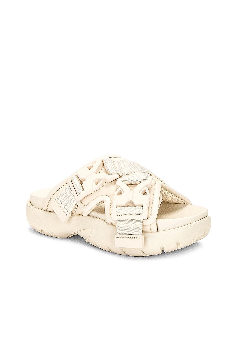 Snap Slide Sandals in Beige