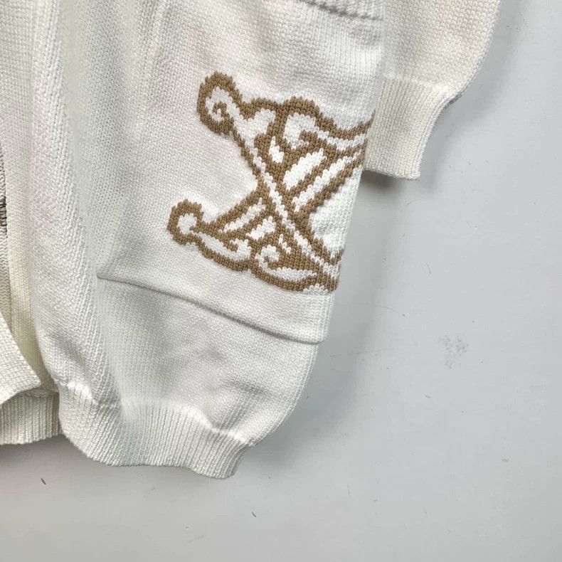 Max Mara Maxmara white lettering cotton knit cardigan jacket Size US M / EU 48-50 / 2 - 4 Thumbnail