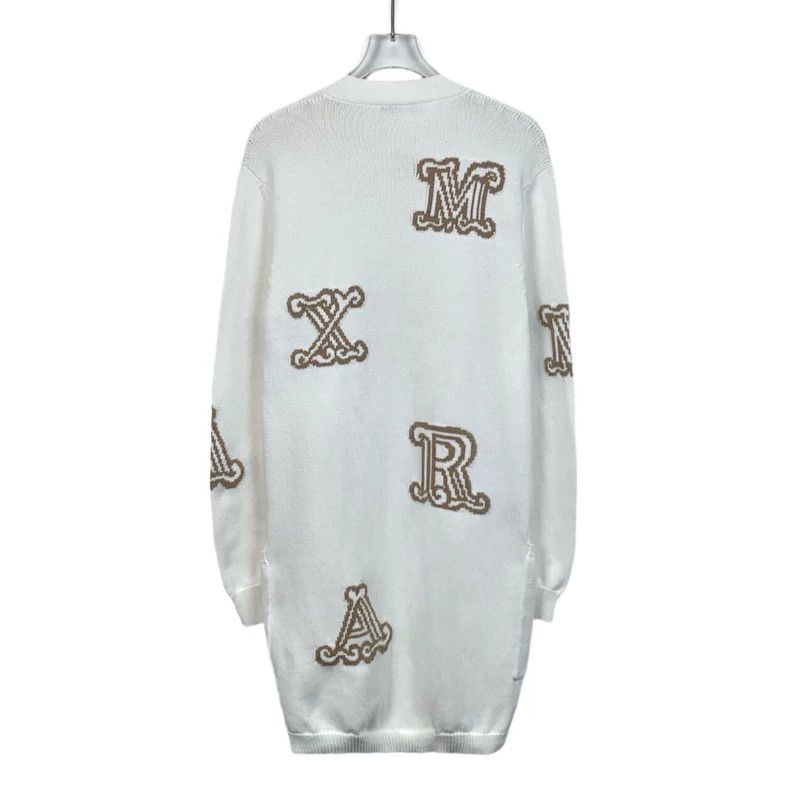Max Mara Maxmara white lettering cotton knit cardigan jacket Size US M / EU 48-50 / 2 - 2 Thumbnail