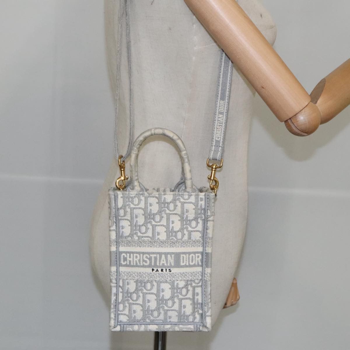 Dior Book Tote Grey Canvas Tote Bag (Pre-Owned) Size ONE SIZE - 14 Thumbnail