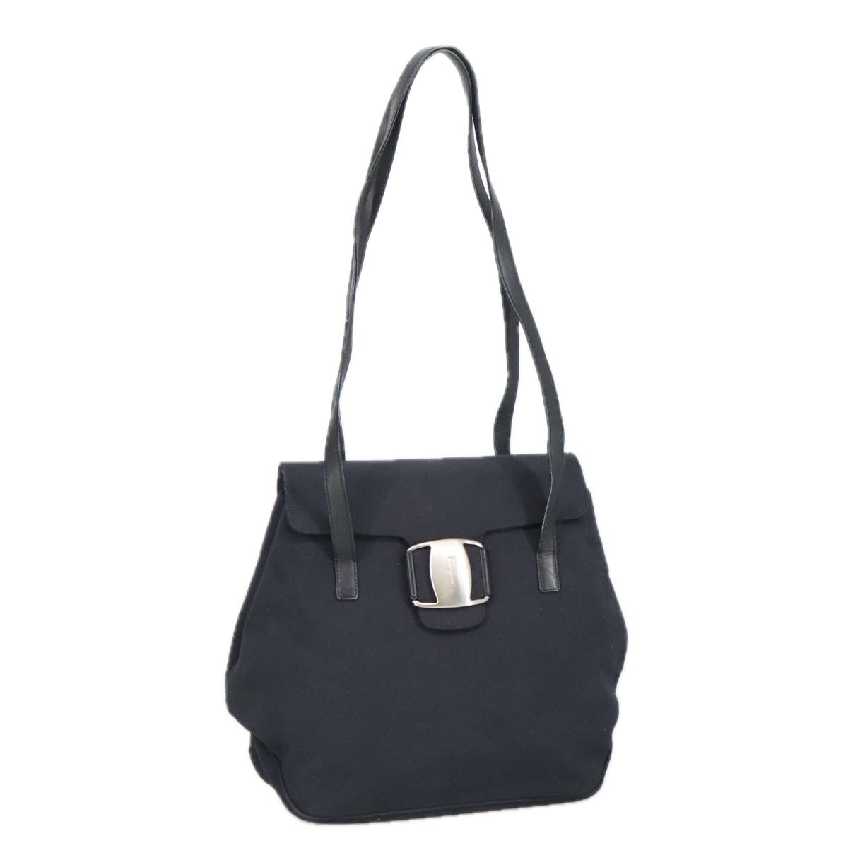 Salvatore Ferragamo Vara Black Canvas Shoulder Bag (Pre-Owned) Size ONE SIZE - 16 Thumbnail