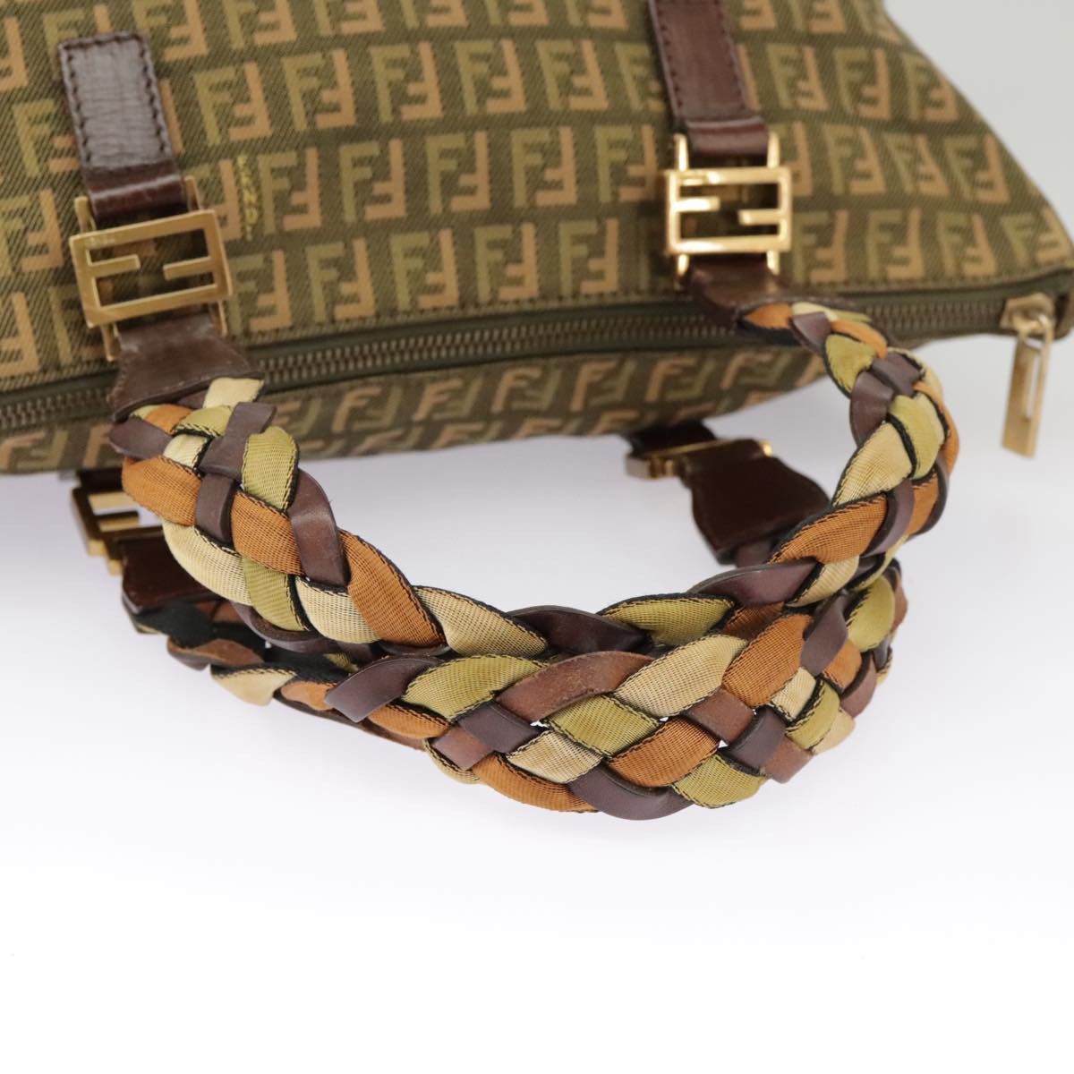 Fendi Zucchino Khaki Canvas Handbag (Pre-Owned) Size ONE SIZE - 6 Thumbnail