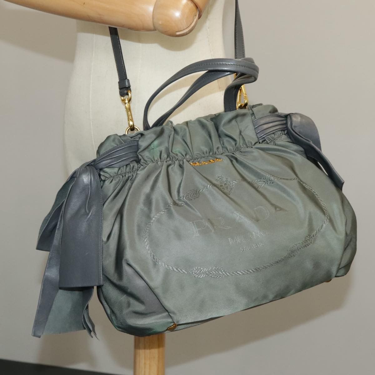 Prada Re-Nylon Khaki Synthetic Handbag (Pre-Owned) Size ONE SIZE - 17 Thumbnail