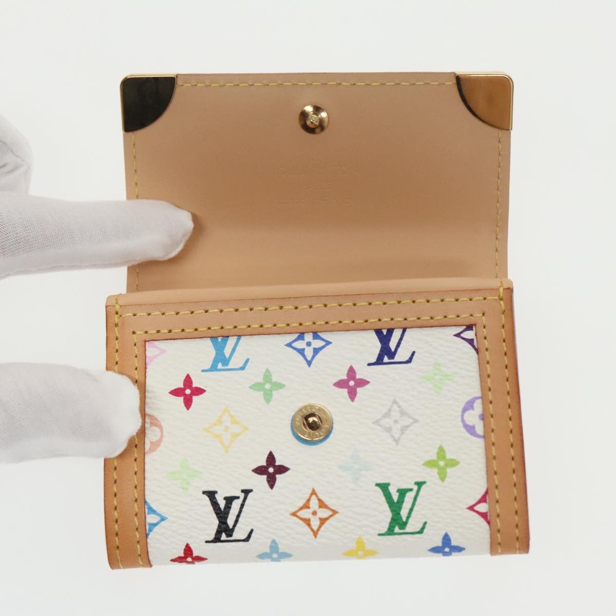 Louis Vuitton Porte Monnaie Plat White Canvas Wallet (Pre-Owned) Size ONE SIZE - 14 Thumbnail