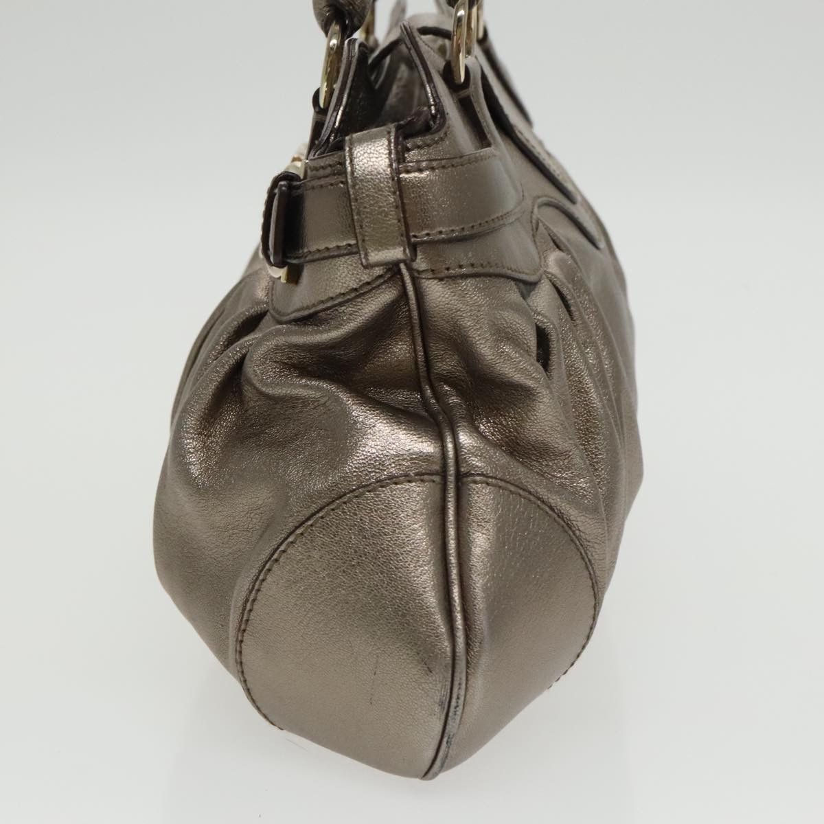 Salvatore Ferragamo Gancini Silver Leather Handbag (Pre-Owned) Size ONE SIZE - 3 Thumbnail