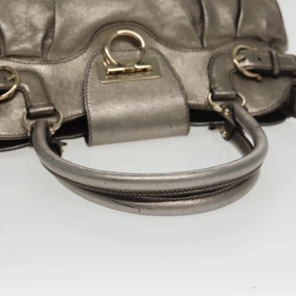 Salvatore Ferragamo Gancini Silver Leather Handbag (Pre-Owned) Size ONE SIZE - 5 Thumbnail