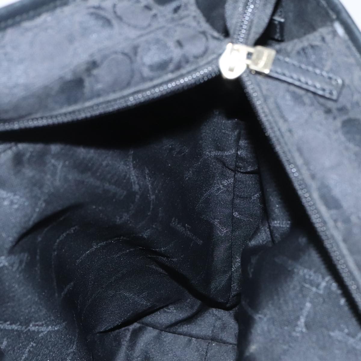 Salvatore Ferragamo Gancini Black Canvas Shoulder Bag (Pre-Owned) Size ONE SIZE - 18 Thumbnail