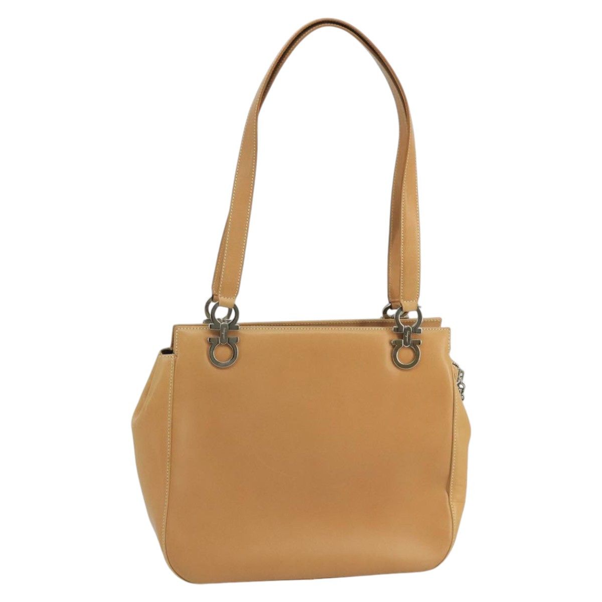 Salvatore Ferragamo Gancini Beige Leather Shoulder Bag (Pre-Owned) Size ONE SIZE - 18 Thumbnail