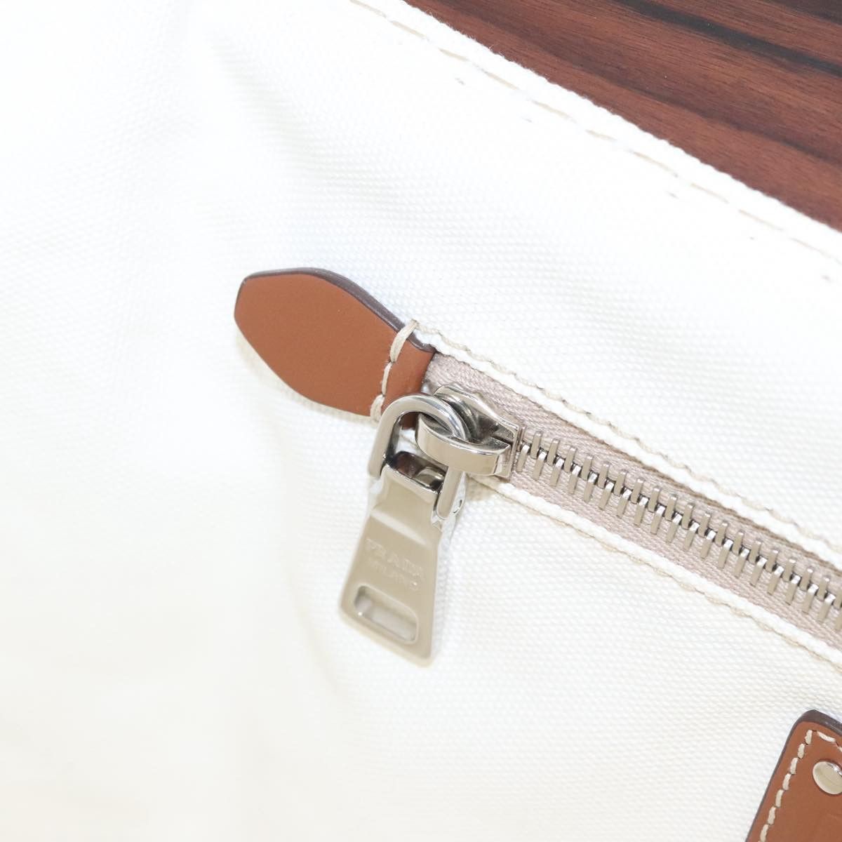 Prada Logo Jacquard White Canvas Handbag (Pre-Owned) Size ONE SIZE - 12 Thumbnail