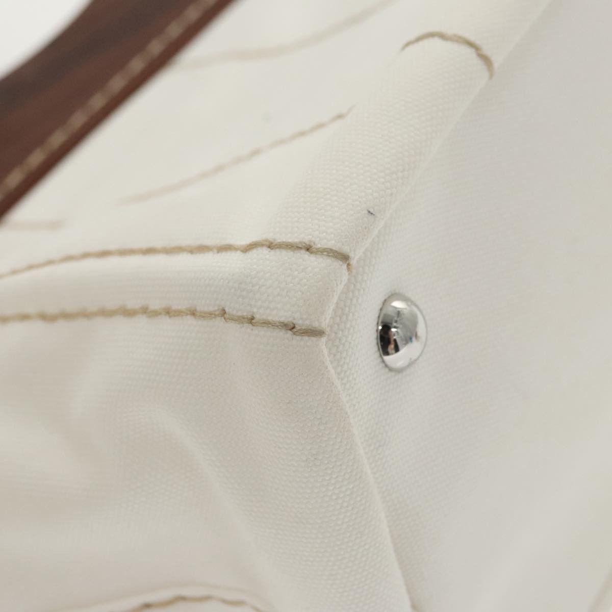 Prada Logo Jacquard White Canvas Handbag (Pre-Owned) Size ONE SIZE - 9 Thumbnail