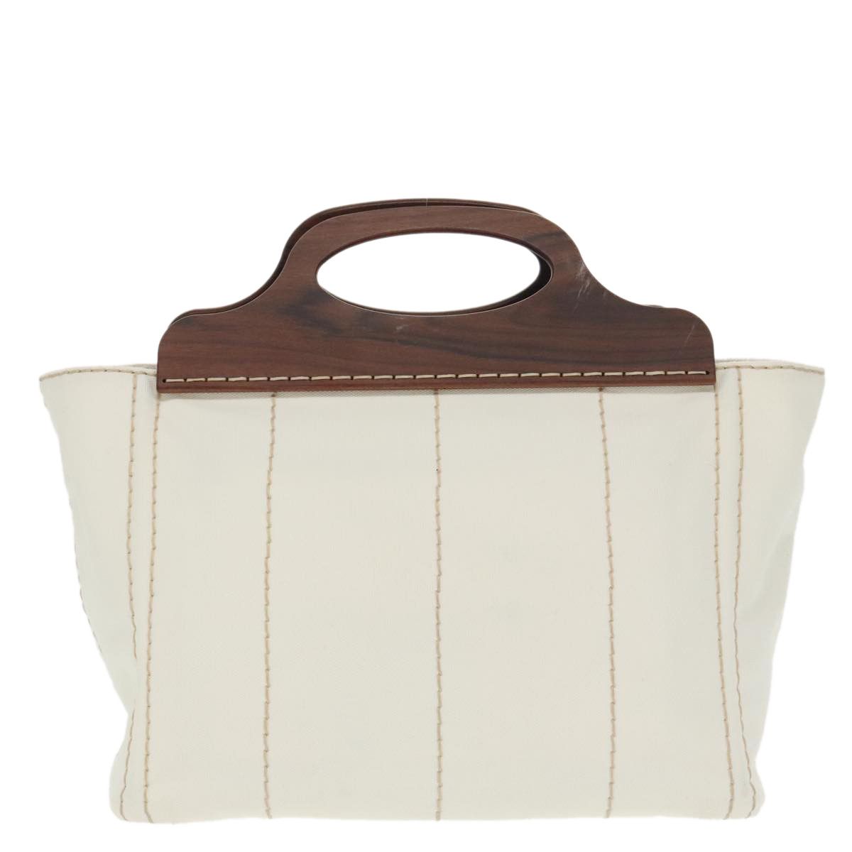 Prada Logo Jacquard White Canvas Handbag (Pre-Owned) Size ONE SIZE - 2 Thumbnail