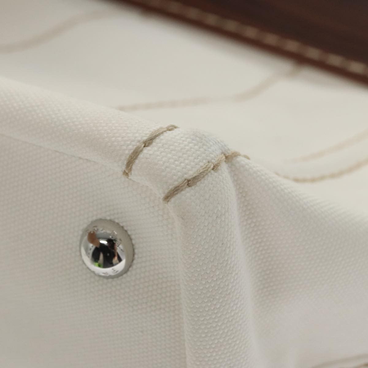 Prada Logo Jacquard White Canvas Handbag (Pre-Owned) Size ONE SIZE - 10 Thumbnail