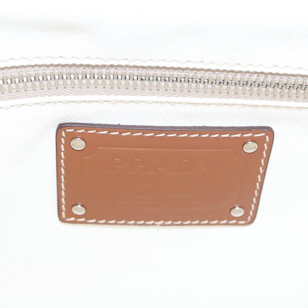 Prada Logo Jacquard White Canvas Handbag (Pre-Owned) Size ONE SIZE - 17 Thumbnail
