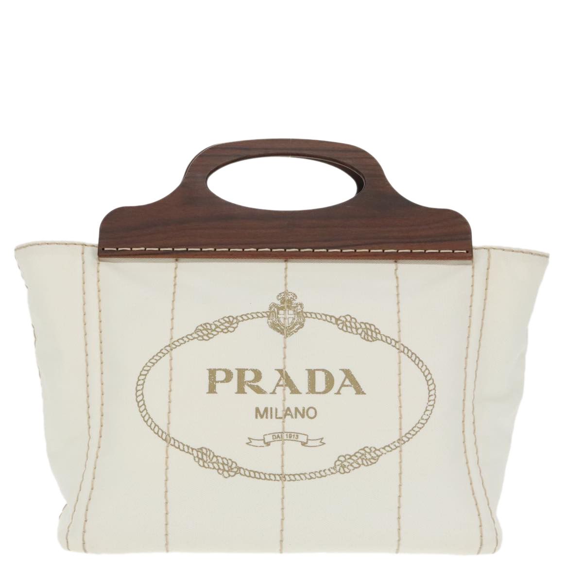 Prada Logo Jacquard White Canvas Handbag (Pre-Owned) Size ONE SIZE - 20 Thumbnail
