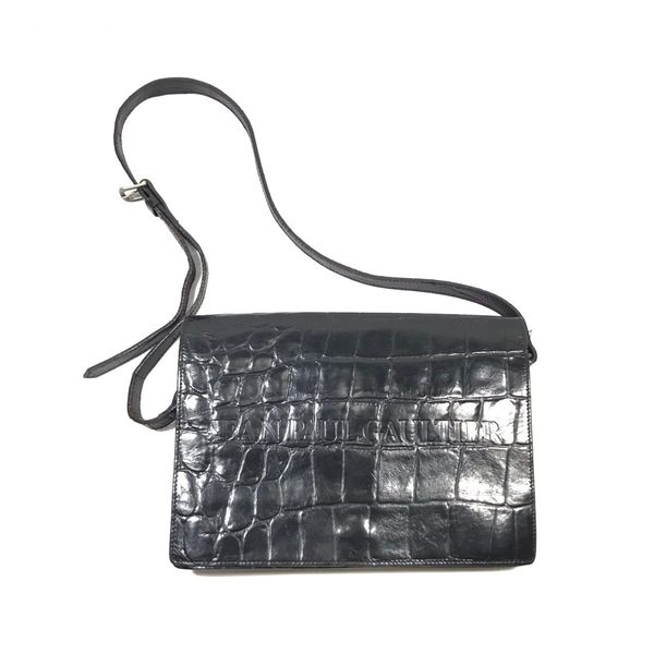 Jean Paul Gaultier Black Crocodile Embossed Vintage Messenger Bag Size ONE SIZE - 1 Preview
