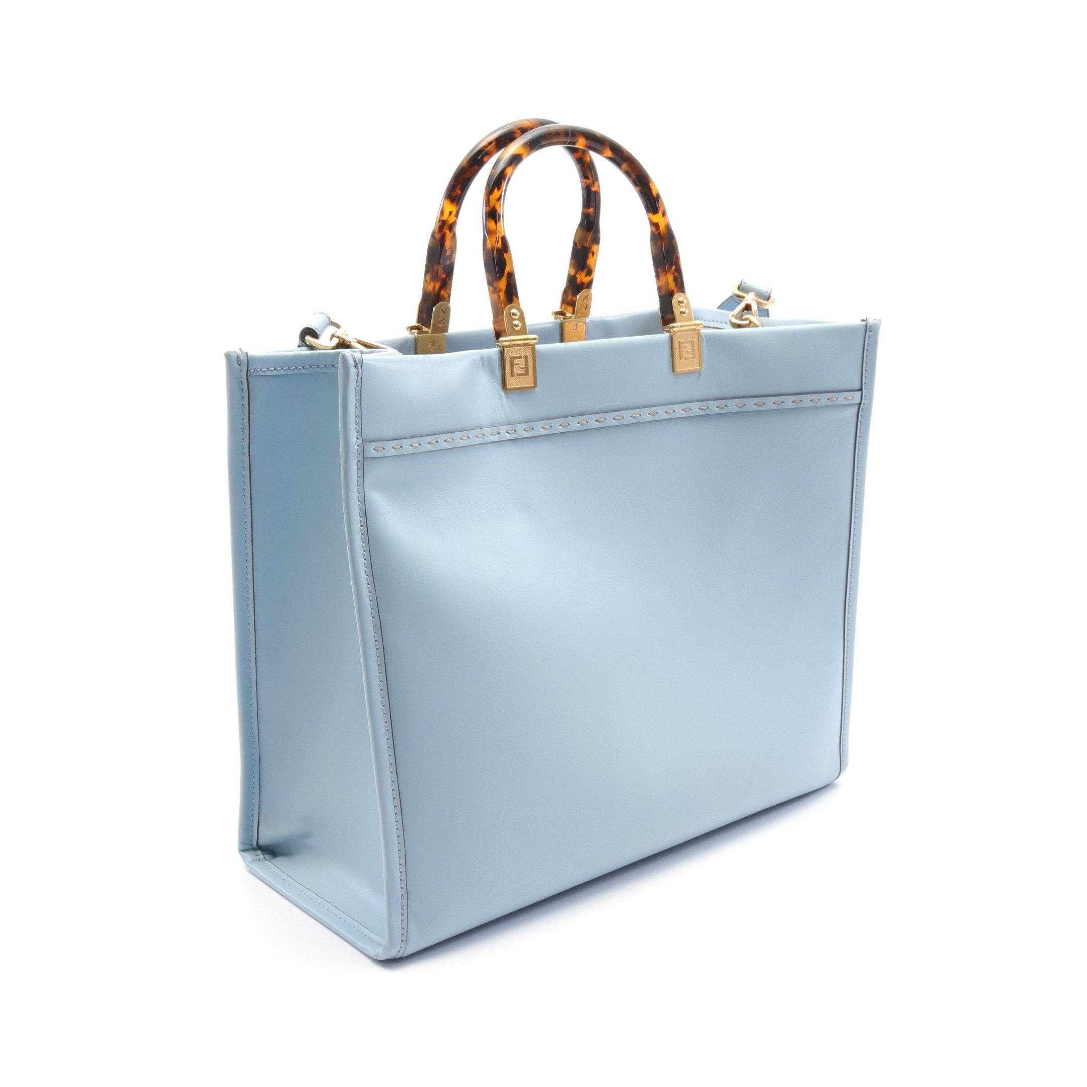 Fendi Fendi Sunshine Medium Handbag Tote Bag Leather Light Blue Size ONE SIZE - 2 Thumbnail