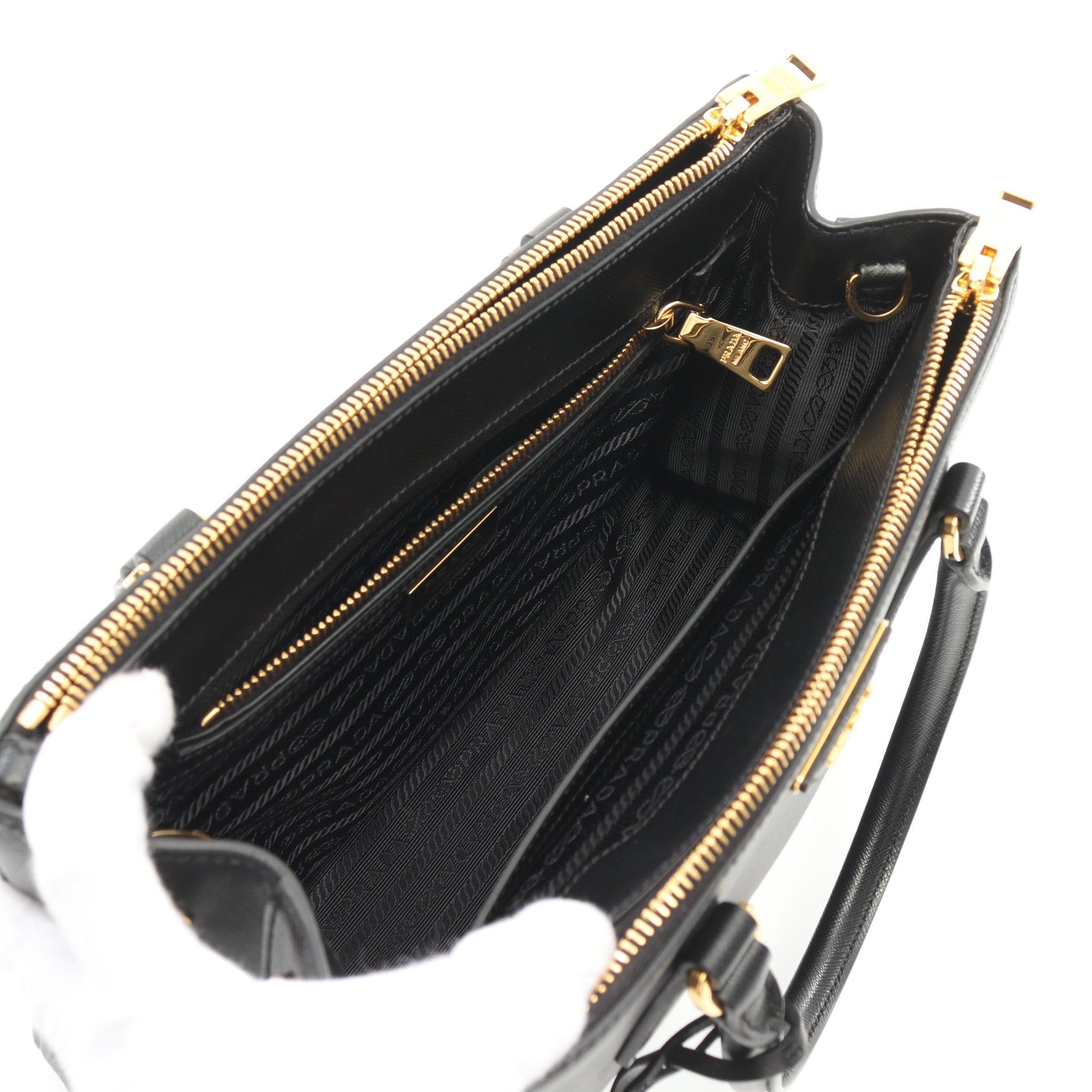 Prada Prada Saffiano Lux Galleria Handbag Leather Black Size ONE SIZE - 3 Thumbnail