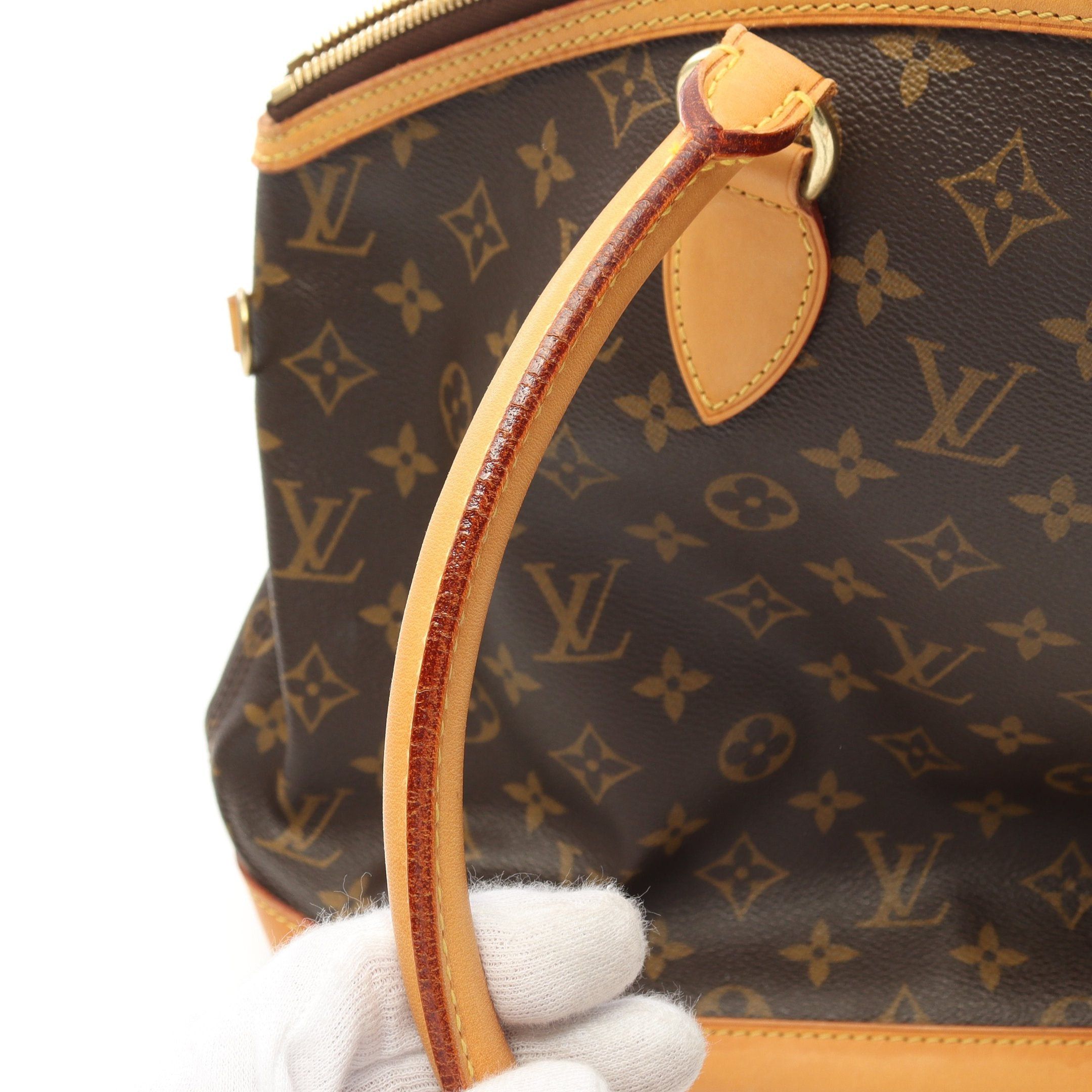 Louis Vuitton Lockit Horizontal Monogram Handbag Tote Bag Leather Brown