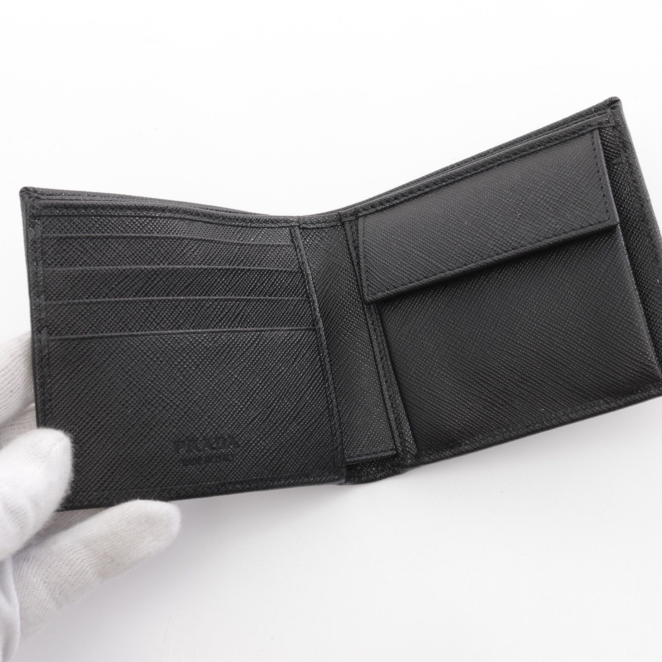 Prada Prada Bi-Fold Wallet Nylon Saffiano Leather Black Size ONE SIZE - 3 Thumbnail