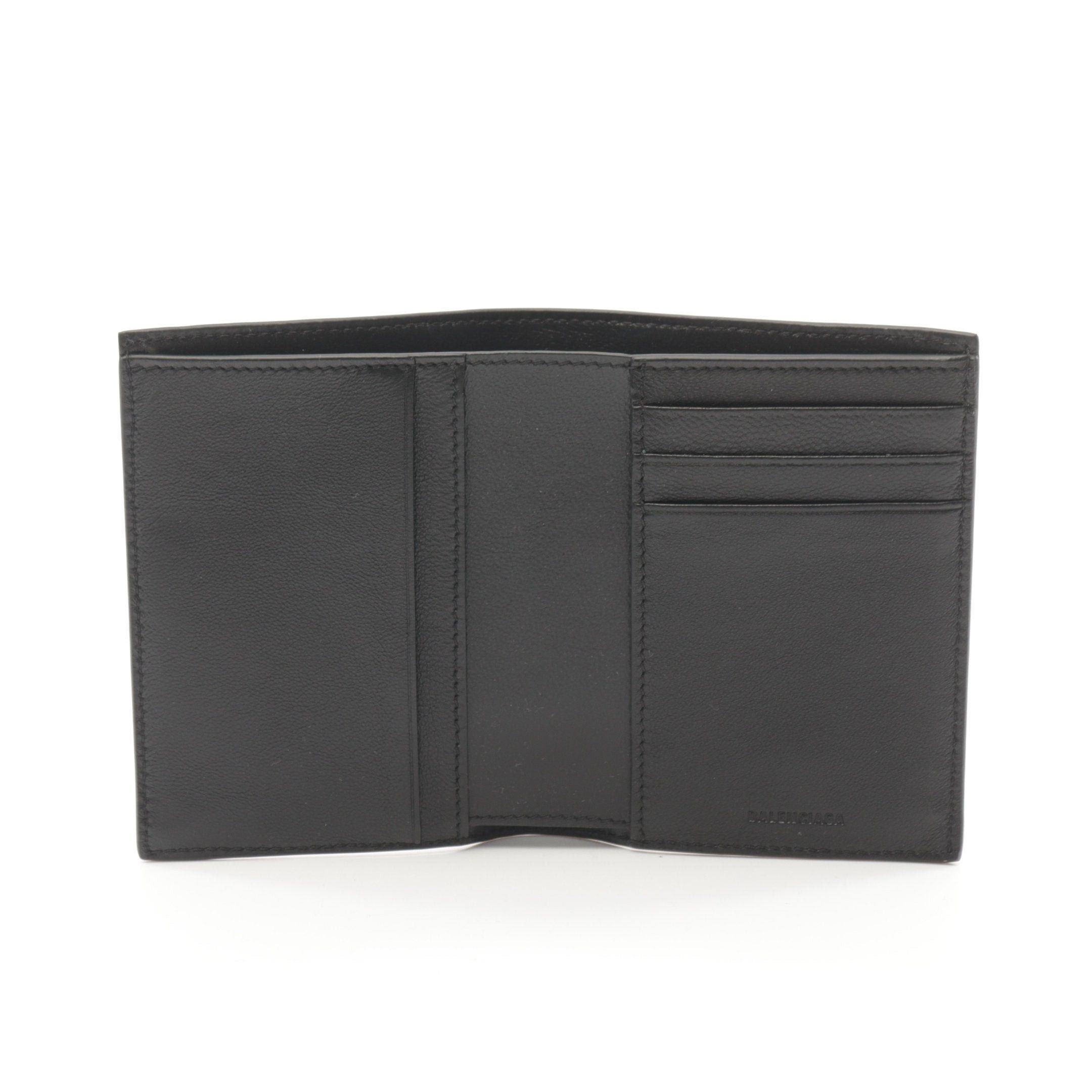 Balenciaga Balenciaga Cash Vertical Bi-Fold Wallet Leather Black Size ONE SIZE - 3 Thumbnail
