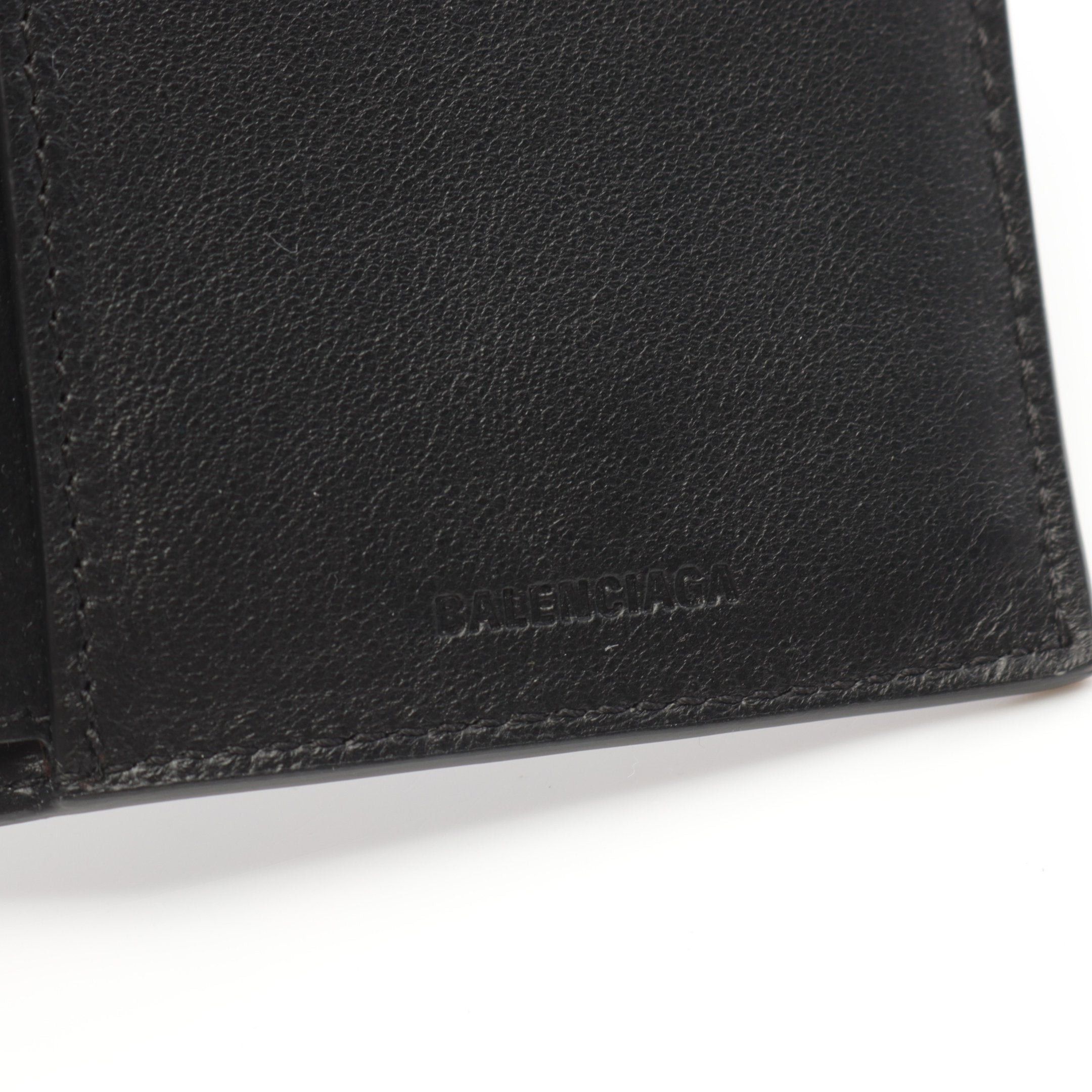 Balenciaga Balenciaga Cash Vertical Bi-Fold Wallet Leather Black Size ONE SIZE - 4 Thumbnail