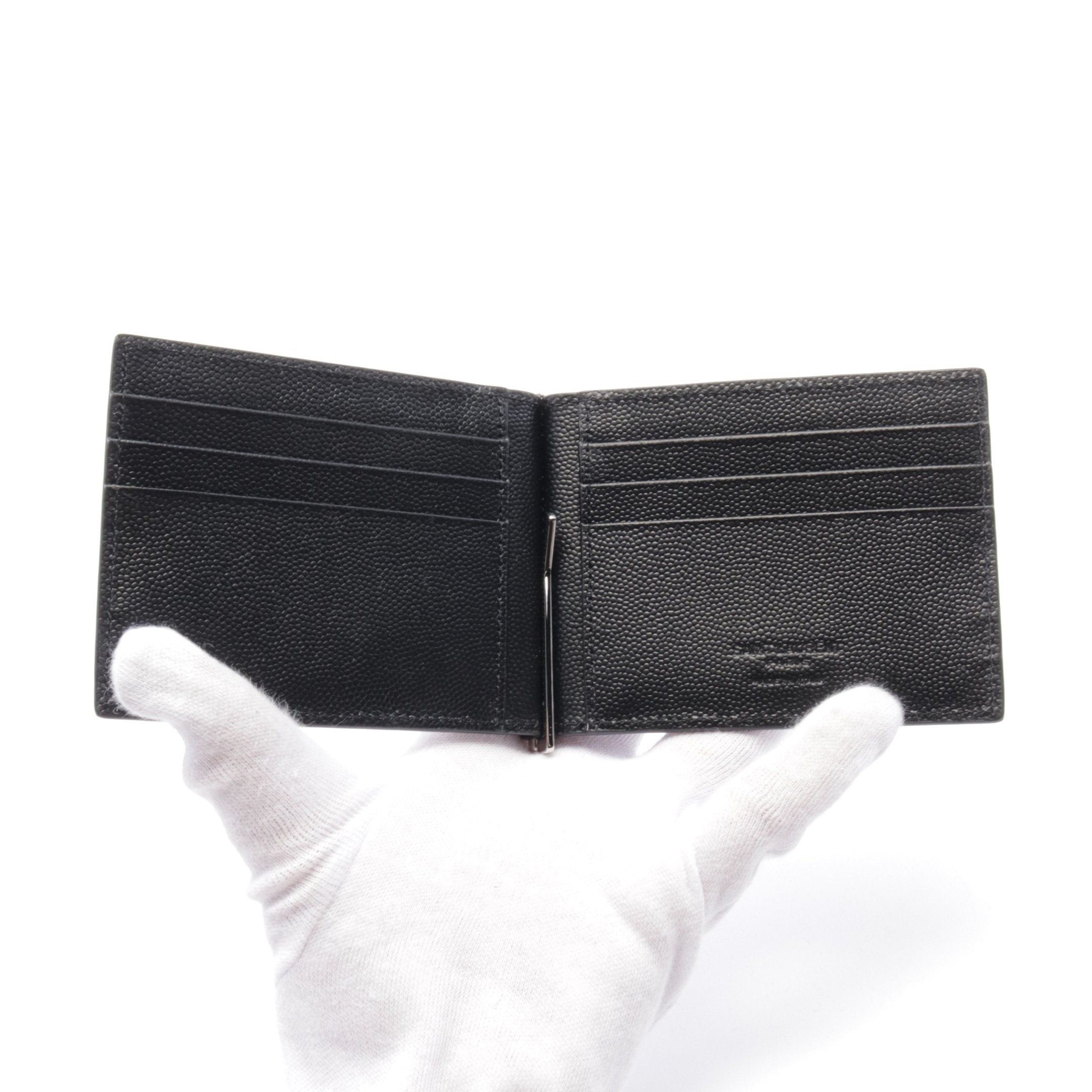 Yves Saint Laurent Yves Saint Laurent Classic Saint Laurent Bill Clip Wallet Bi-Fold Leather Black Size ONE SIZE - 3 Thumbnail
