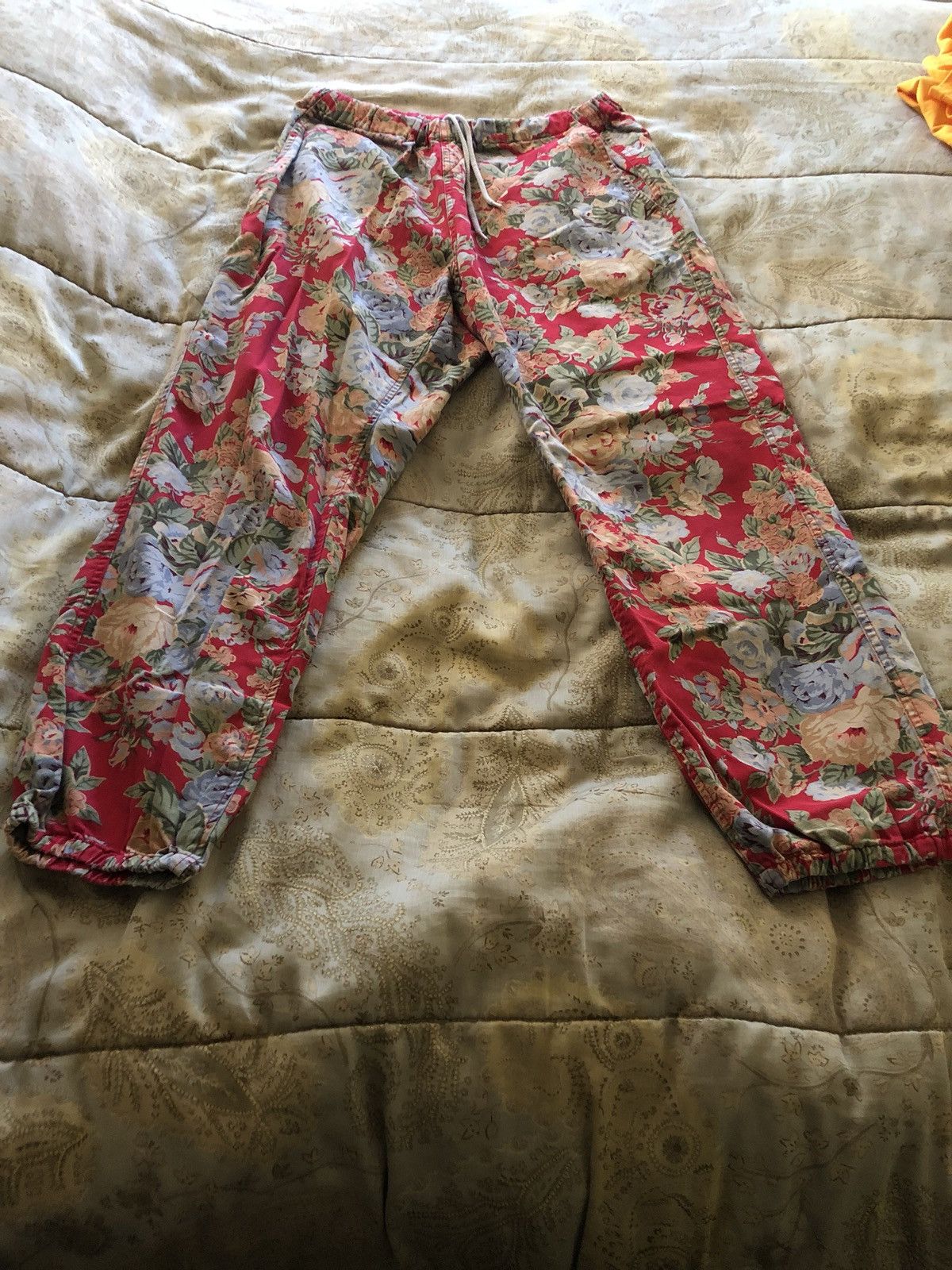 Supreme Red Supreme Floral Pants Rare | Grailed