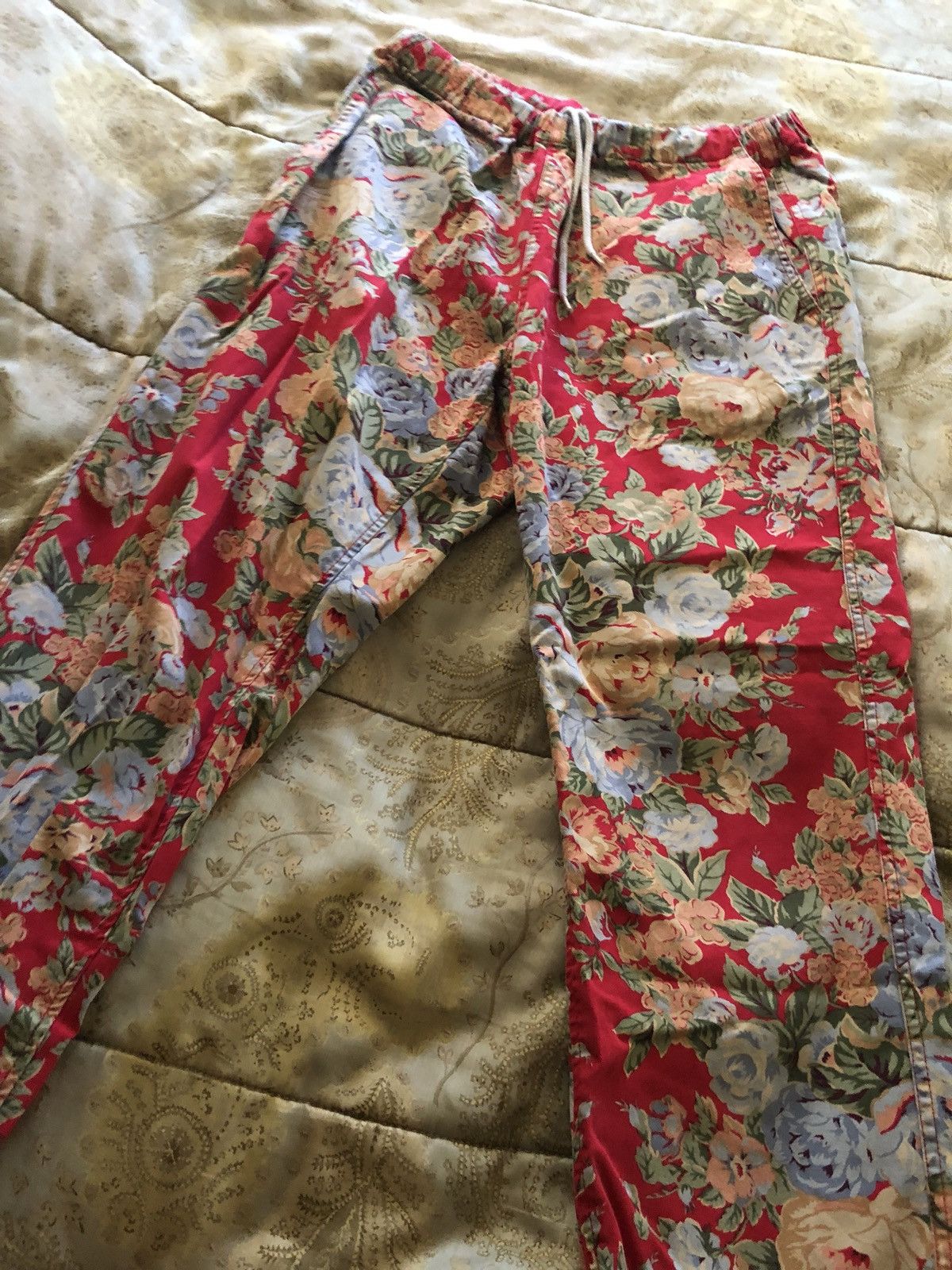 Supreme Red Supreme Floral Pants Rare | Grailed