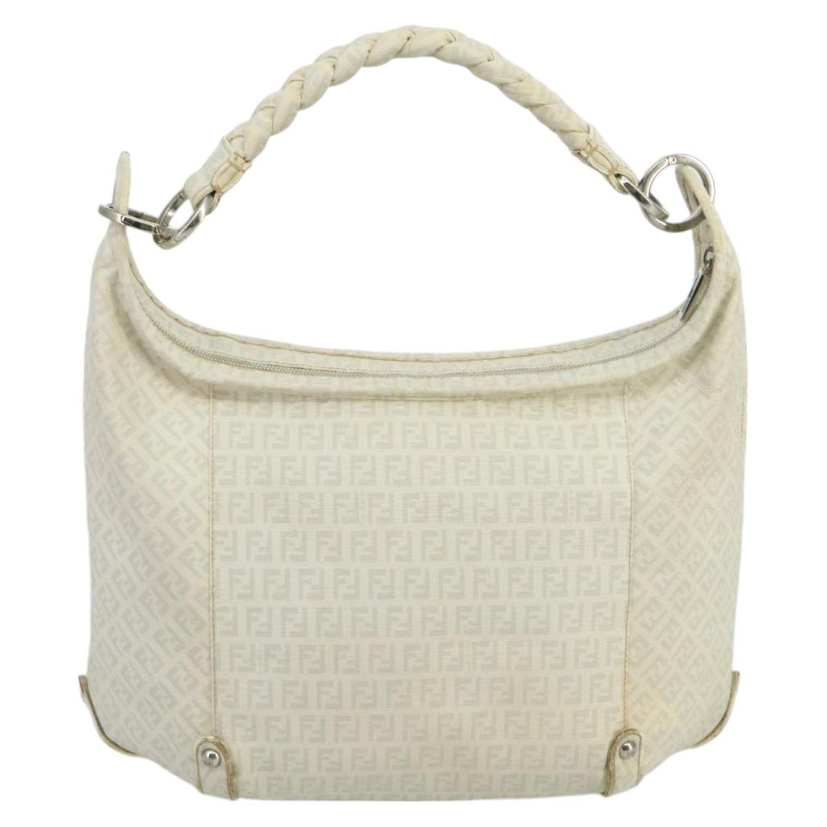 Fendi Zucchino White Canvas Shoulder Bag (Pre-Owned) Size ONE SIZE - 2 Thumbnail
