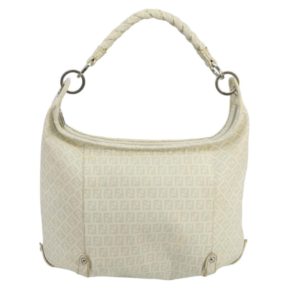 Fendi Zucchino White Canvas Shoulder Bag (Pre-Owned) Size ONE SIZE - 14 Thumbnail