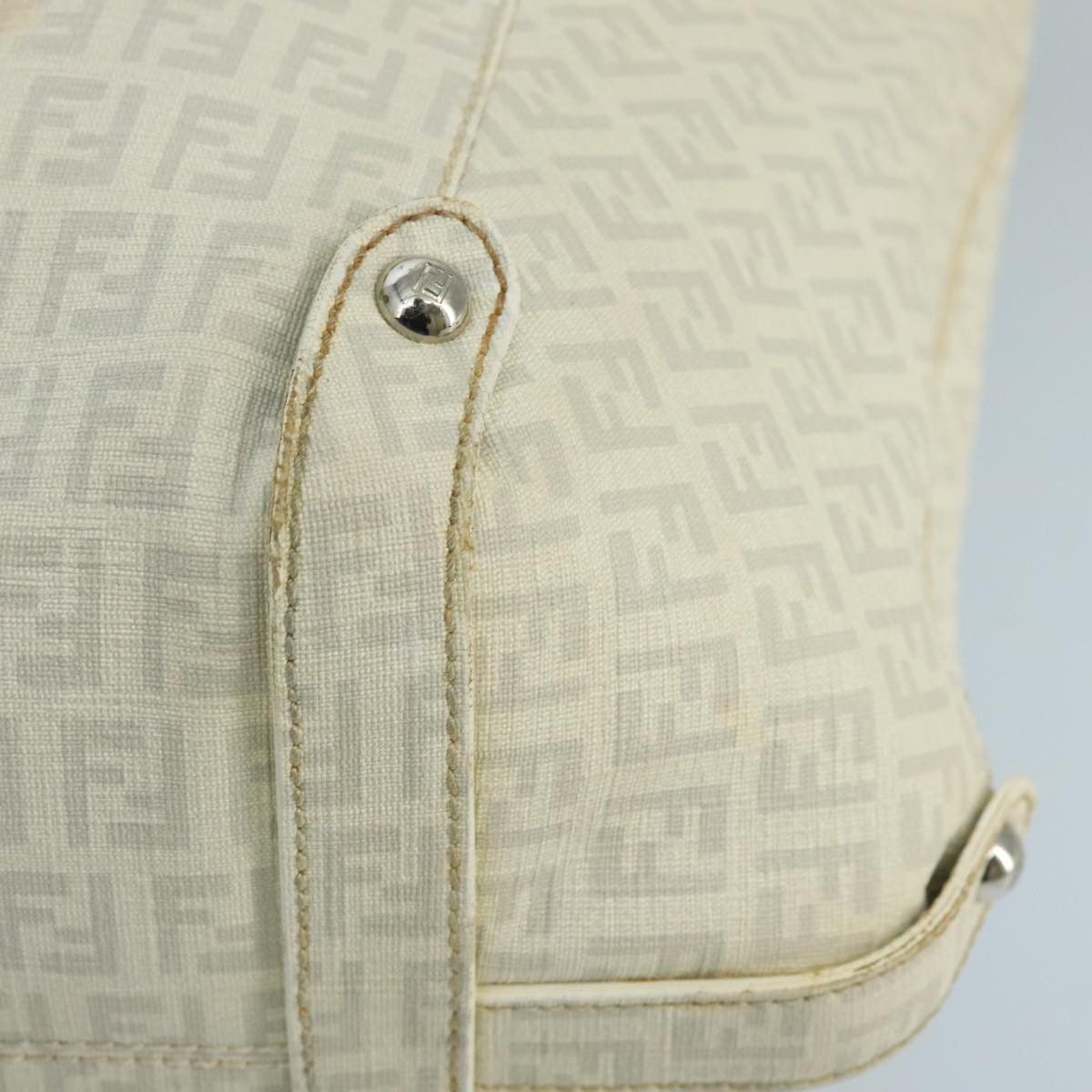 Fendi Zucchino White Canvas Shoulder Bag (Pre-Owned) Size ONE SIZE - 12 Thumbnail