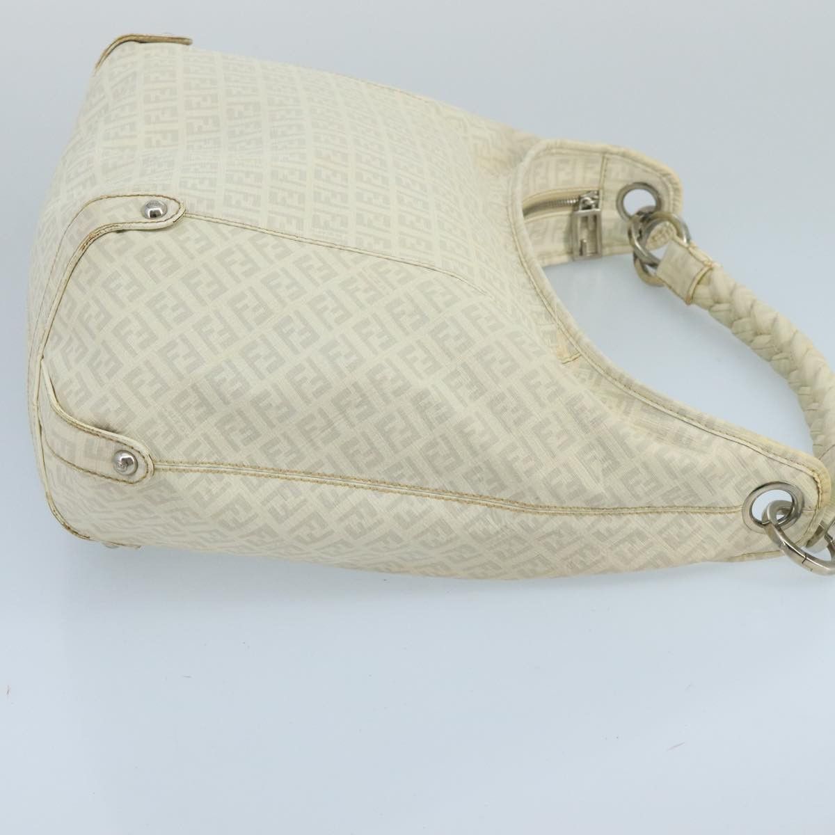 Fendi Zucchino White Canvas Shoulder Bag (Pre-Owned) Size ONE SIZE - 3 Thumbnail