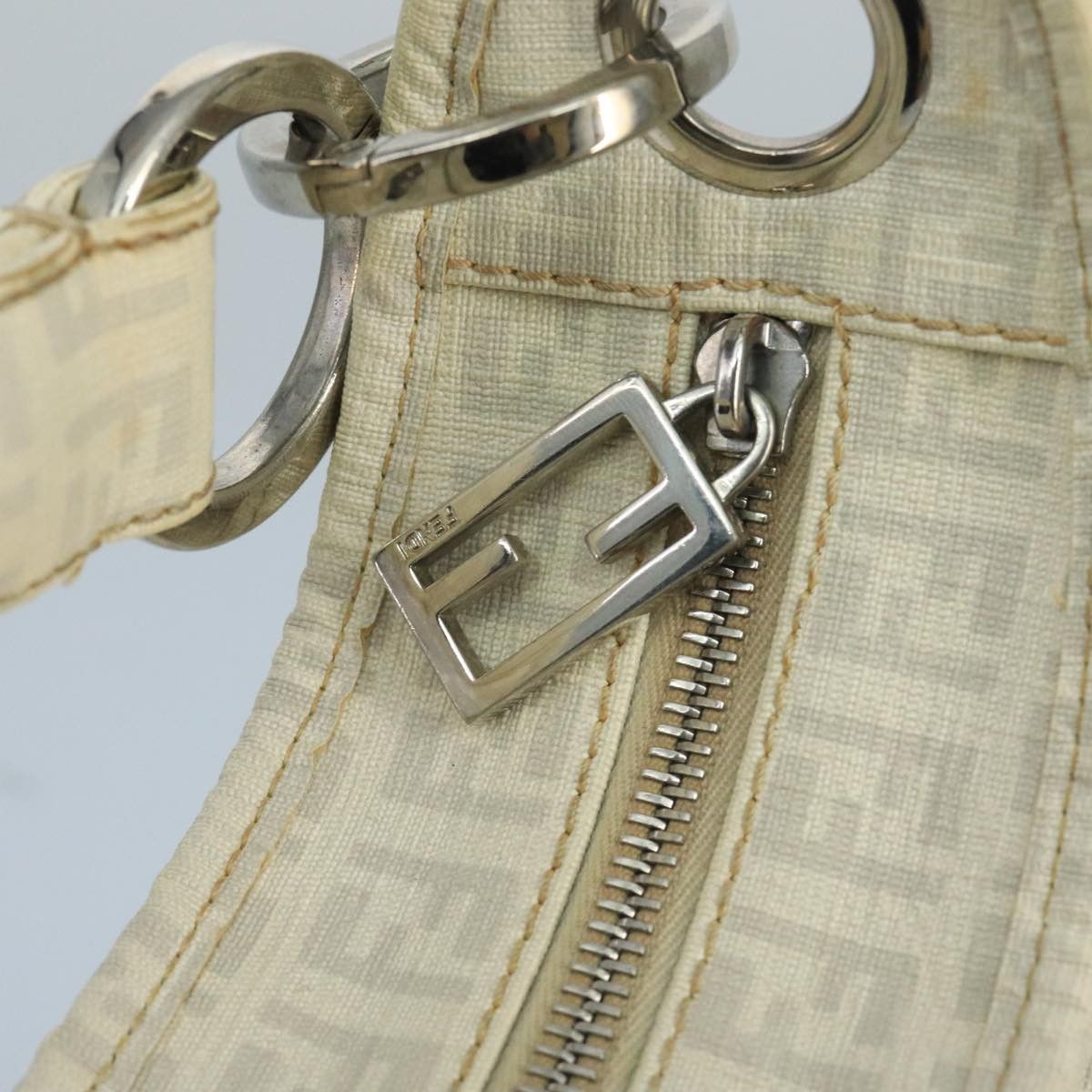Fendi Zucchino White Canvas Shoulder Bag (Pre-Owned) Size ONE SIZE - 7 Thumbnail