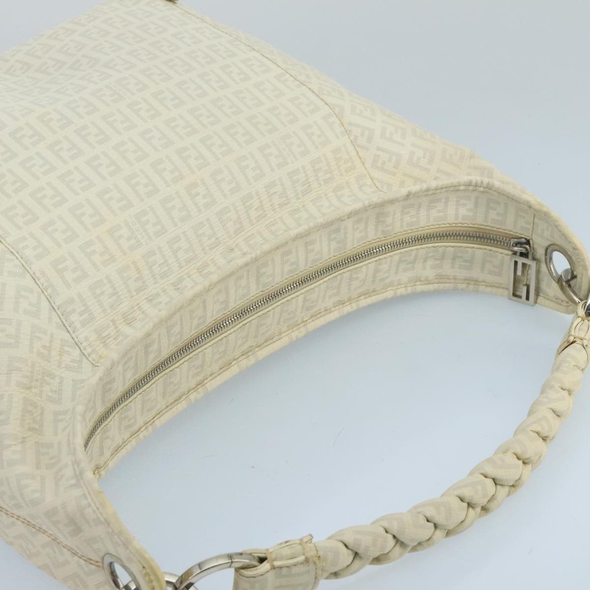 Fendi Zucchino White Canvas Shoulder Bag (Pre-Owned) Size ONE SIZE - 4 Thumbnail