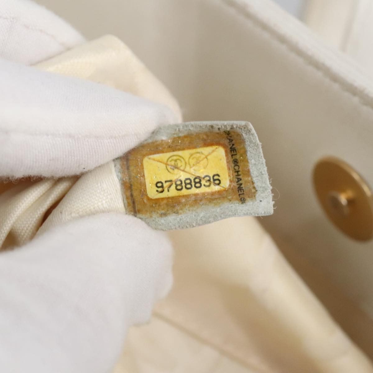 Chanel Coco Mark Gold Canvas Tote Bag (Pre-Owned) Size ONE SIZE - 8 Thumbnail