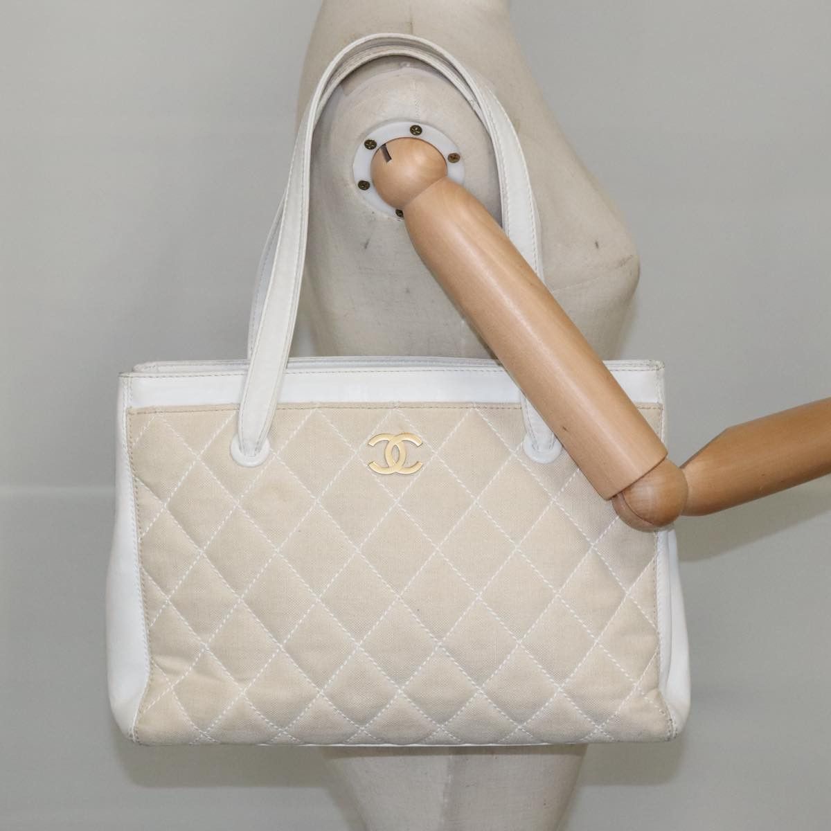 Chanel Coco Mark Gold Canvas Tote Bag (Pre-Owned) Size ONE SIZE - 11 Thumbnail