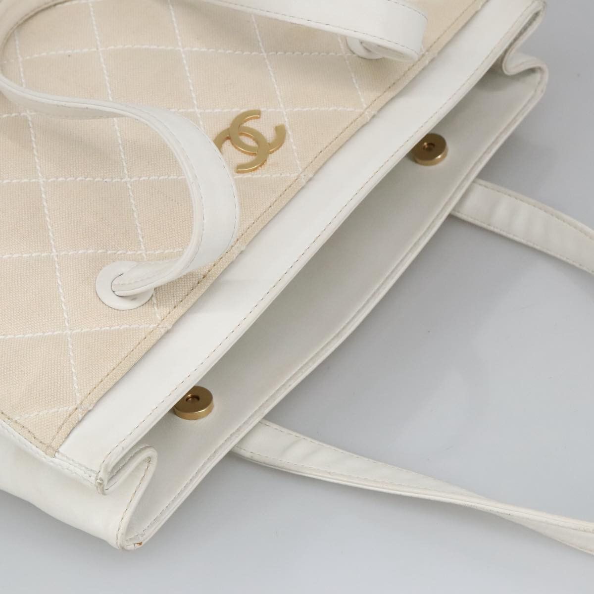 Chanel Coco Mark Gold Canvas Tote Bag (Pre-Owned) Size ONE SIZE - 14 Thumbnail